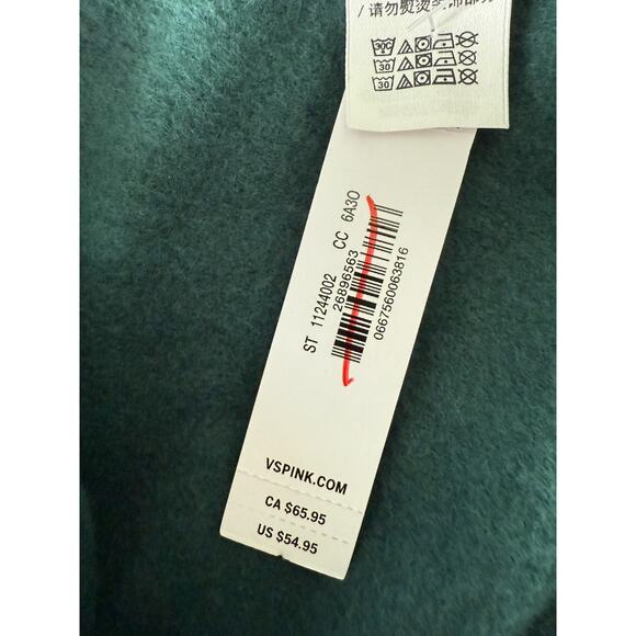 Victoria's Secret PINK Long Sleeve Full Zip Fleece Green Sweatshirt  Size XXL - Picture 10 of 11